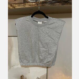 Nia Grey Sleeveless Crop Grey Sweater With Shoulder Pads Women Size M